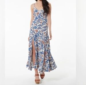 Spell Etienne Strappy Dress Size XS Flowy Monaco Side Zipper V-neck Crochet Trim